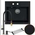 Zlew granitowy czarny SINK 60 bateria quadron Margot syfon srebrny manualny.jpg