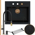 Zlew granitowy czarny metalik sink 60 bateria quadron margot syfon miedziany automatyczny z przyciskiem