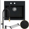 Zlew granitowy czarny metalik sink 60 bateria quadron margot syfon srebrny klik klak