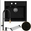 Zlew granitowy złoty metalik sink 60 bateria quadron margot syfon srebrny manualny