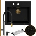 Zlew granitowy złoty metalik sink 60 bateria quadron margot syfon złoty manualny
