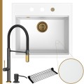 Zlew granitowy biały SINK 60 bateria quadron Margot syfon złoty automatyczny z przyciskiem.jpg