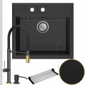 Zlew granitowy grafitowy sink 60 bateria quadron margot syfon srebrny klik klak