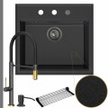 Zlew granitowy grafitowy sink 60 bateria quadron margot syfon grafitowy automatyczny z pokrętłem