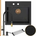 Zlew granitowy grafitowy sink 60 bateria quadron margot syfon miedziany manualny