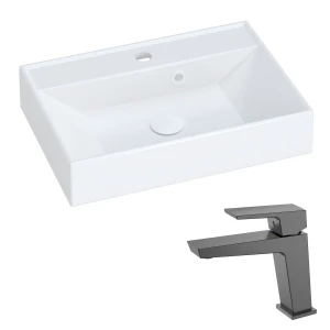 Łazienka ponadczasowa: Umywalka Nadia 50 + syfon + bateria umywalkowa stojąca Vellano