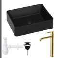 Umywalka czarna Caroline czarny korek klik klak syfon butelkowy bateria złota szczotkowana.jpg