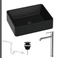 Umywalka czarna Caroline czarny korek klik klak syfon przyścienny bateria chrom.jpg