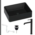 Umywalka czarna Caroline czarny korek klik klak syfon przyścienny bateria czarna.jpg