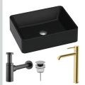 Umywalka czarna Caroline srebrny korek klik klak syfon ozdobny czarny mat bateria złota szczotkowana.jpg