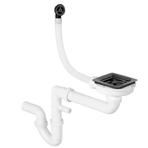 Syfon grafitowy pojedynczy manualny z kwadratowym odpływem