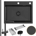 Zlew stalowy spawany Cole 110 PVD Gun metal bateria czarna .jpg
