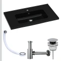 Umywalka czarna ARA 80 srebrny klik klak syfon ozdobny metalowy przelewka srebrna.jpg
