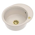 Zlew beżowy krótki ociekacz Sink Quality Oval 1KKO złoty automatyczny.jpg