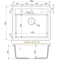 Zlewozmywak granitowy 60 Ferrum 1K60 - rysunek techniczny