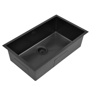 Zlewozmywak stalowy jednokomorowy 75cm Sink Quality Steel SINK 75 czarny + syfon 