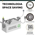 technologia space saving syfonu 2-komorowego automatycznego do zlewu dwukomorowego fisc italiana
