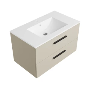 Szafka łazienkowa kaszmir podwieszana 80 cm z białą umywalką Sink Quality Gaia 80