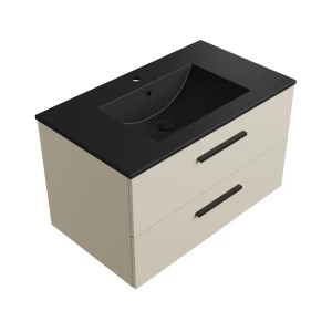 Szafka łazienkowa kaszmir 80 cm z czarną umywalką Sink Quality Gaia 80