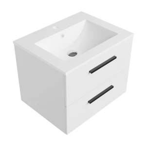 Szafka łazienkowa biała 60 cm z białą umywalką Sink Quality Gaia 60