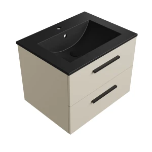 Szafka łazienkowa kaszmir 60 cm z czarną umywalką Sink Quality Gaia 60