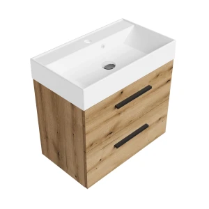 Szafka łazienkowa dąb 60 cm z białą umywalką Sink Quality Aura 60