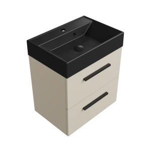 Szafka łazienkowa kaszmir 50 cm z czarną umywalką Sink Quality Aura 50