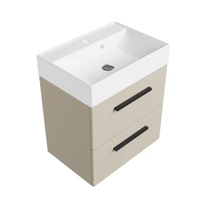 Szafka łazienkowa kaszmir 50 cm z białą umywalką Sink Quality Aura 50