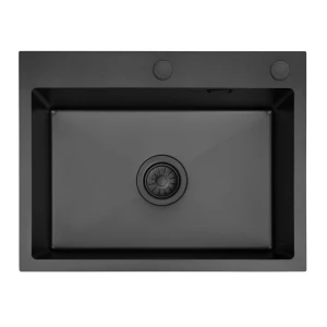 Zlew jednokomorowy stalowy czarny 60 cm Sink Quality Cole 110 + syfon + dozownik