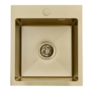 Zlew stalowy jednokomorowy złoty szczotkowany 40 cm Sink Quality Cole 90 + syfon 