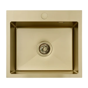 Zlew jednokomorowy stalowy złoty szczotkowany 50 cm Sink Quality Cole 100 + syfon 