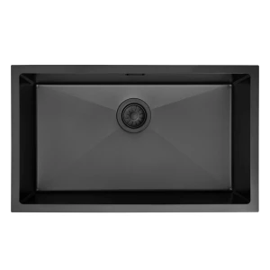 Zlew stalowy jednokomorowy 75 cm Sink Quality Steel SINK 75 czarny + syfon 