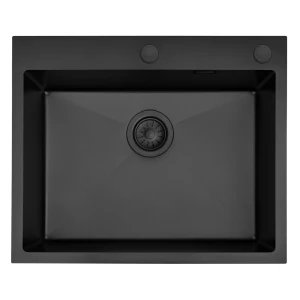 Zlew jednokomorowy stalowy czarny 65 cm Sink Quality Steel SINK 65 + syfon i dozownik