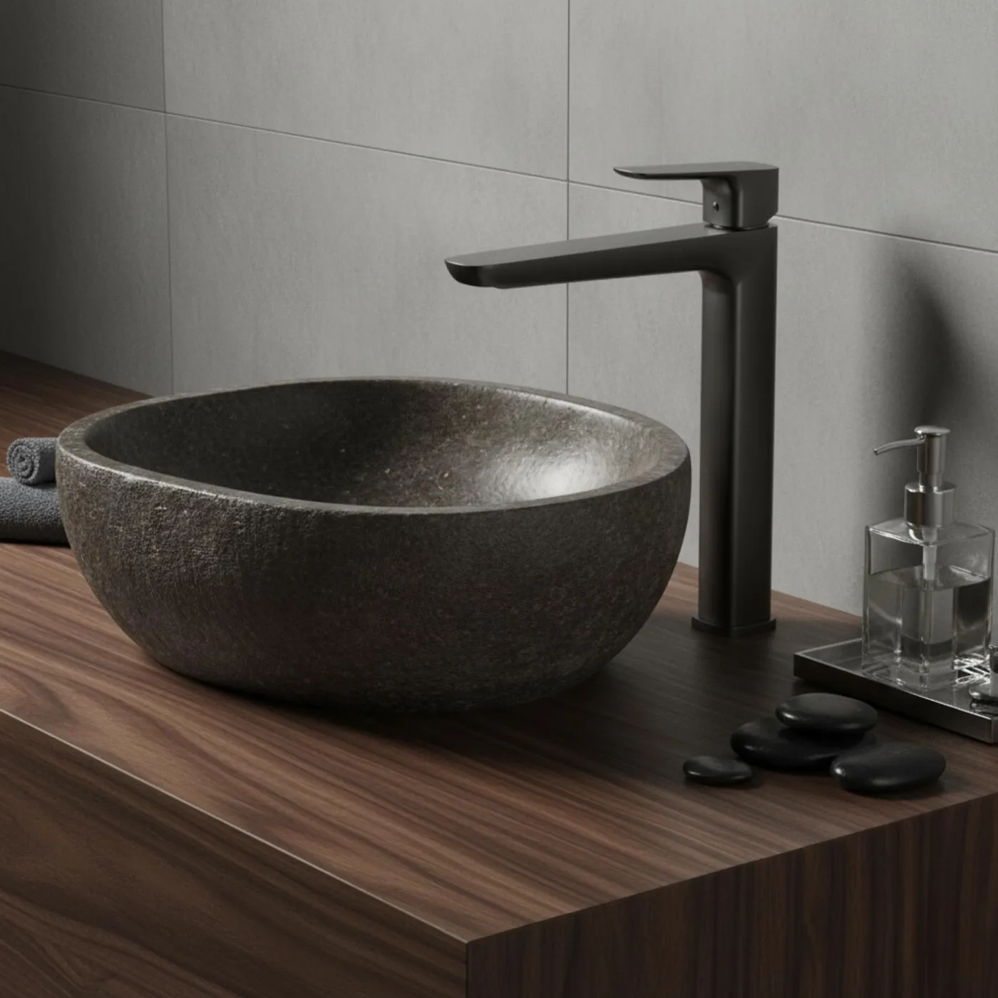 Gun metal bateria umywalkowa QANIX