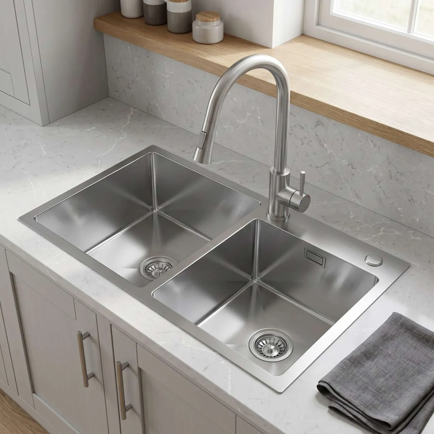 Z charakterem kuchnia - zestaw z zlewozmywakiem stalowym SINK
