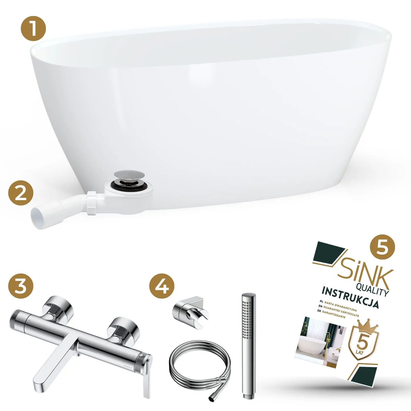 Zestaw: Wanna LENA 150 + bateria ścienna