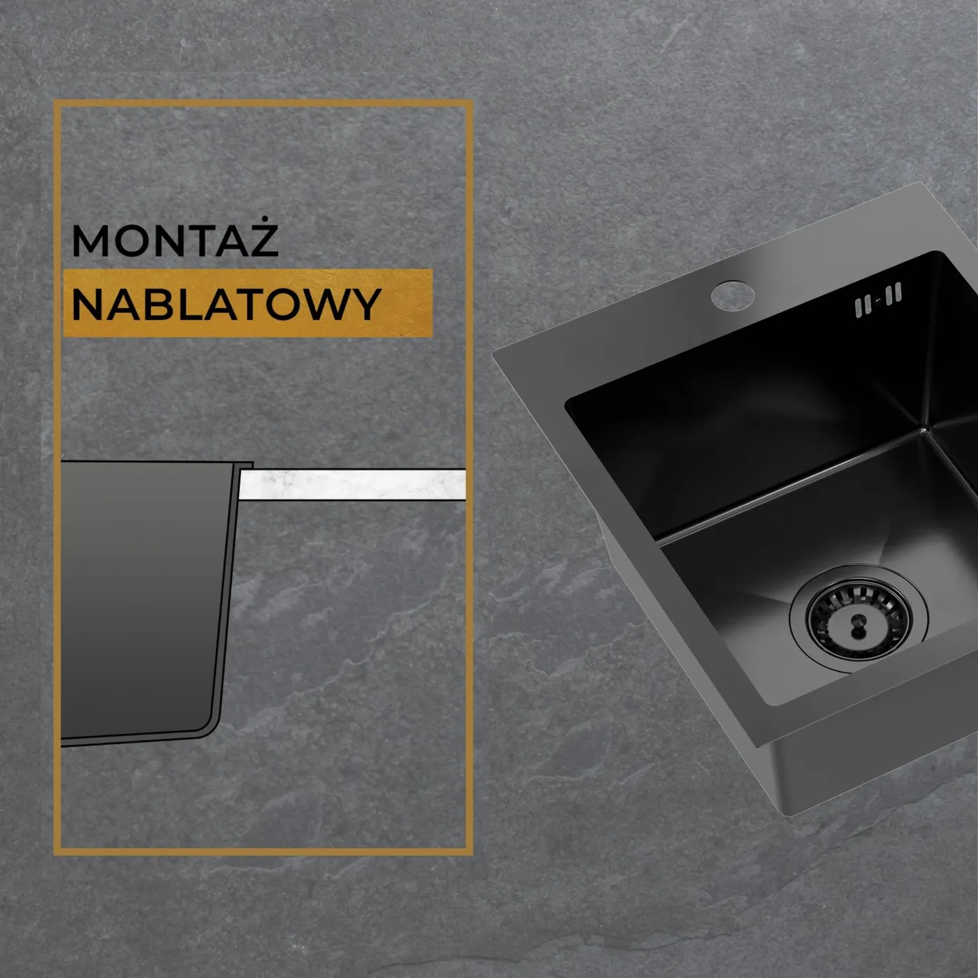 Zlew COLE 90 - montaż nablatowy
