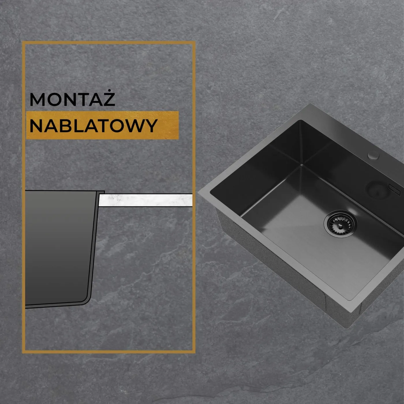 montaż sink 65 nablatowy steel