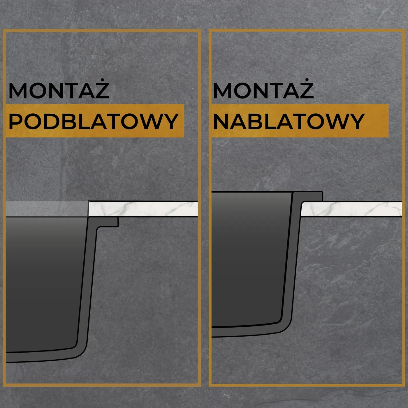 Zlewozmywak granitowy 60 Crypton - 2 możliwe sposoby montażu