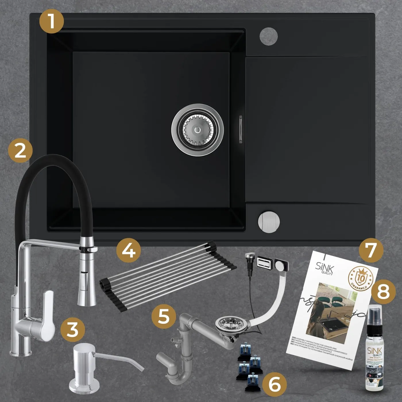 Zestaw do montażu srebrny syfon
