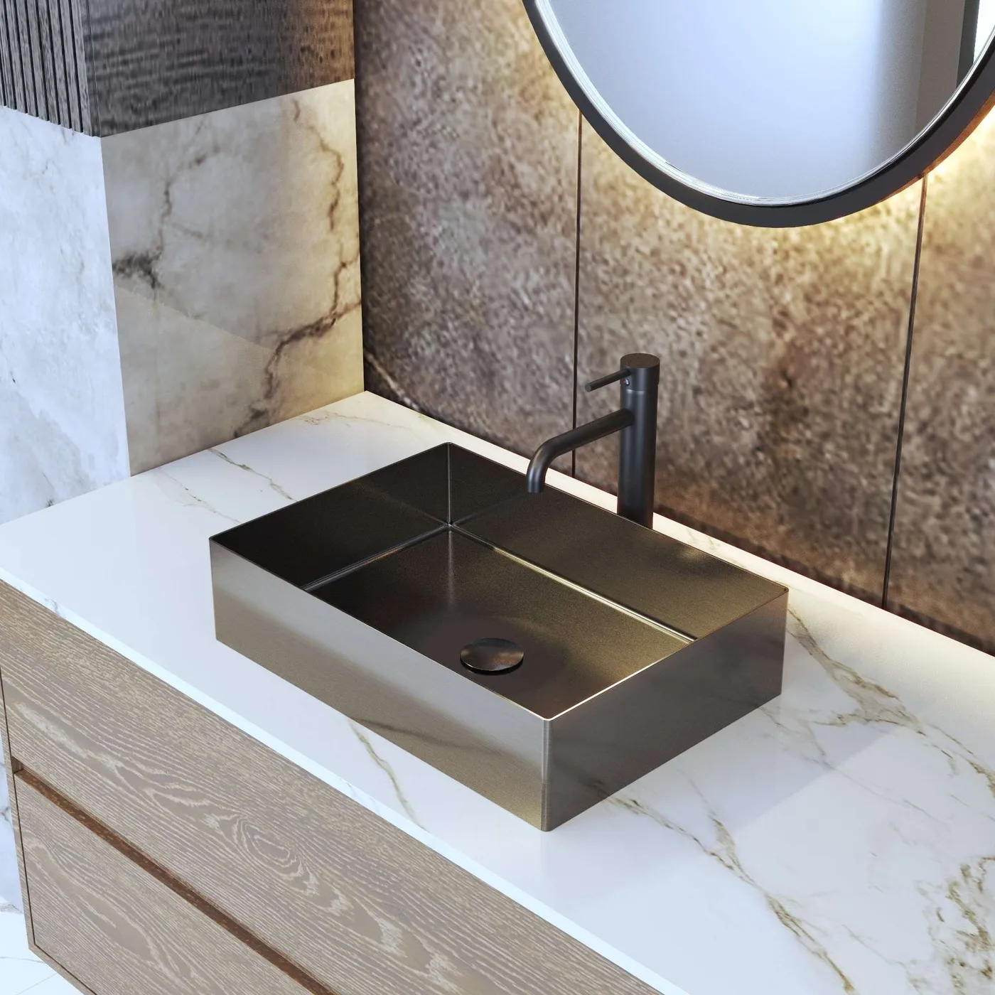 Umywalka stalowa BATH 50 wizualizacja