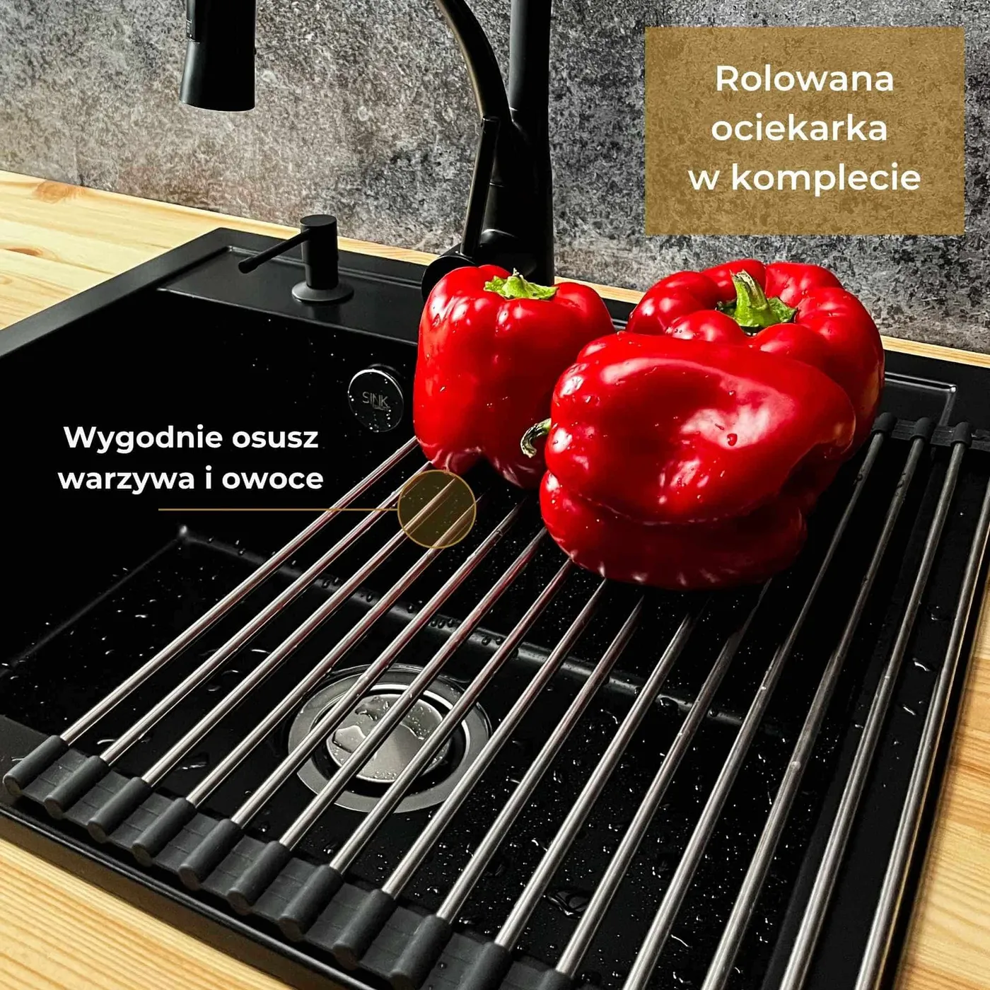 Mata rolowana - 15 patyczków, zlew bez ociekacza