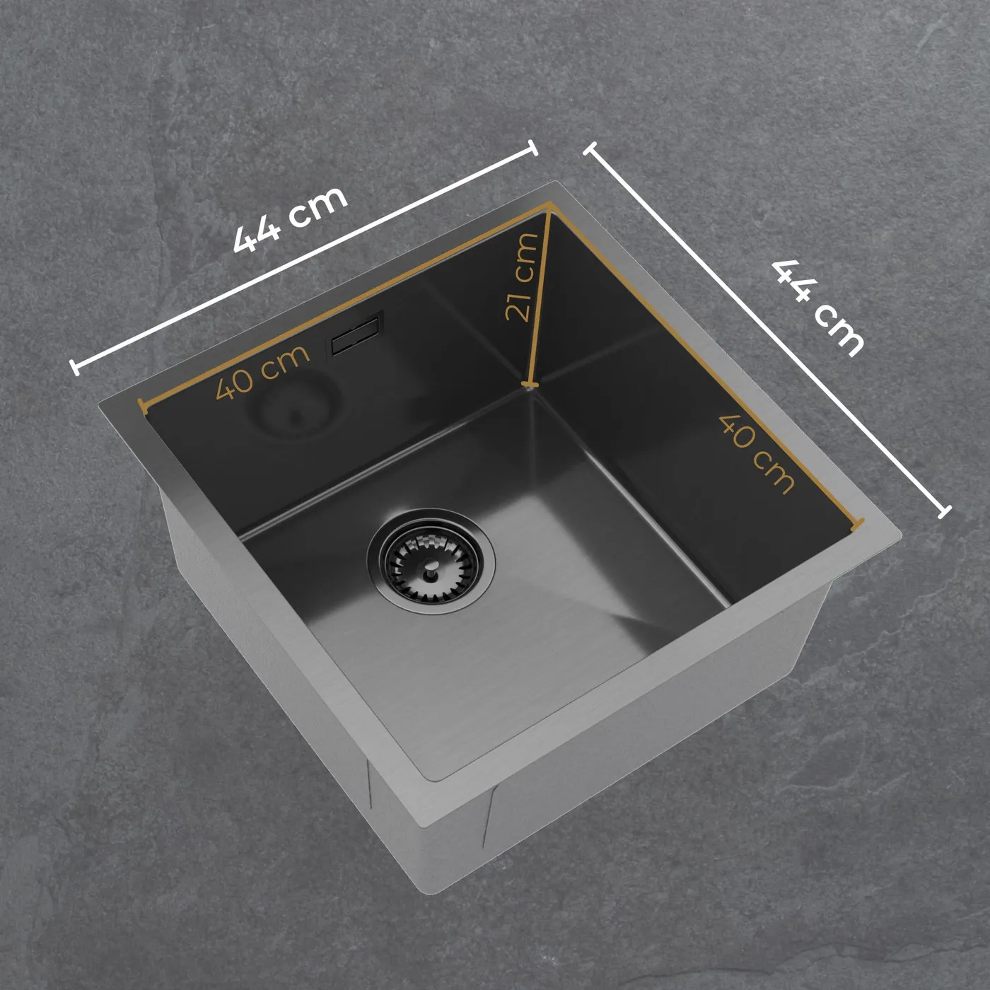 Zlew stalowy jednokomorowy Steel SINK 45 z wymiarowaniem
