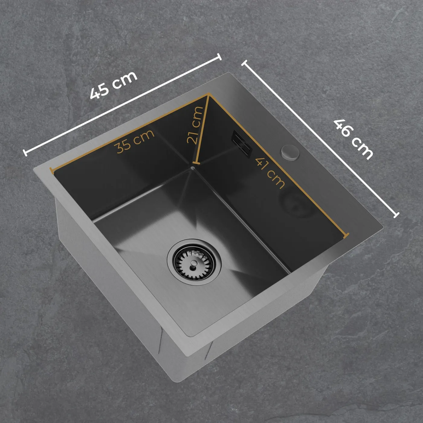 Zlew stalowy jednokomorowy Steel SINK 50 z wymiarowaniem