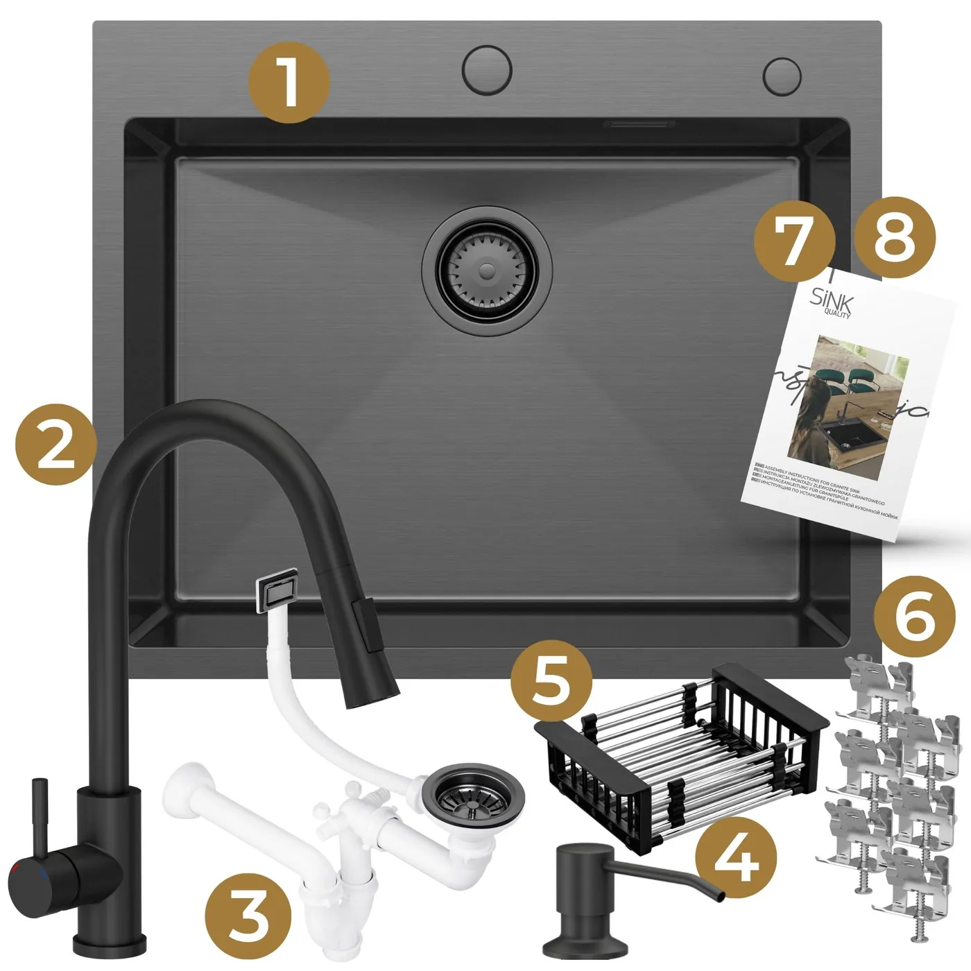 Zestaw gotowy do montażu zlewu stalowego Steel Sink 65 grafit.jpg
