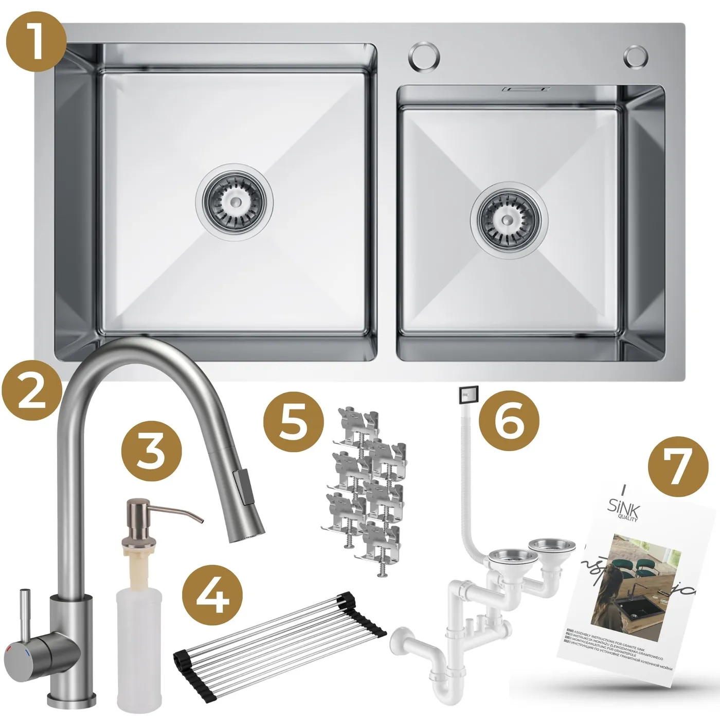 Zestaw gotowy do montażu zlewu stalowego Steel Sink