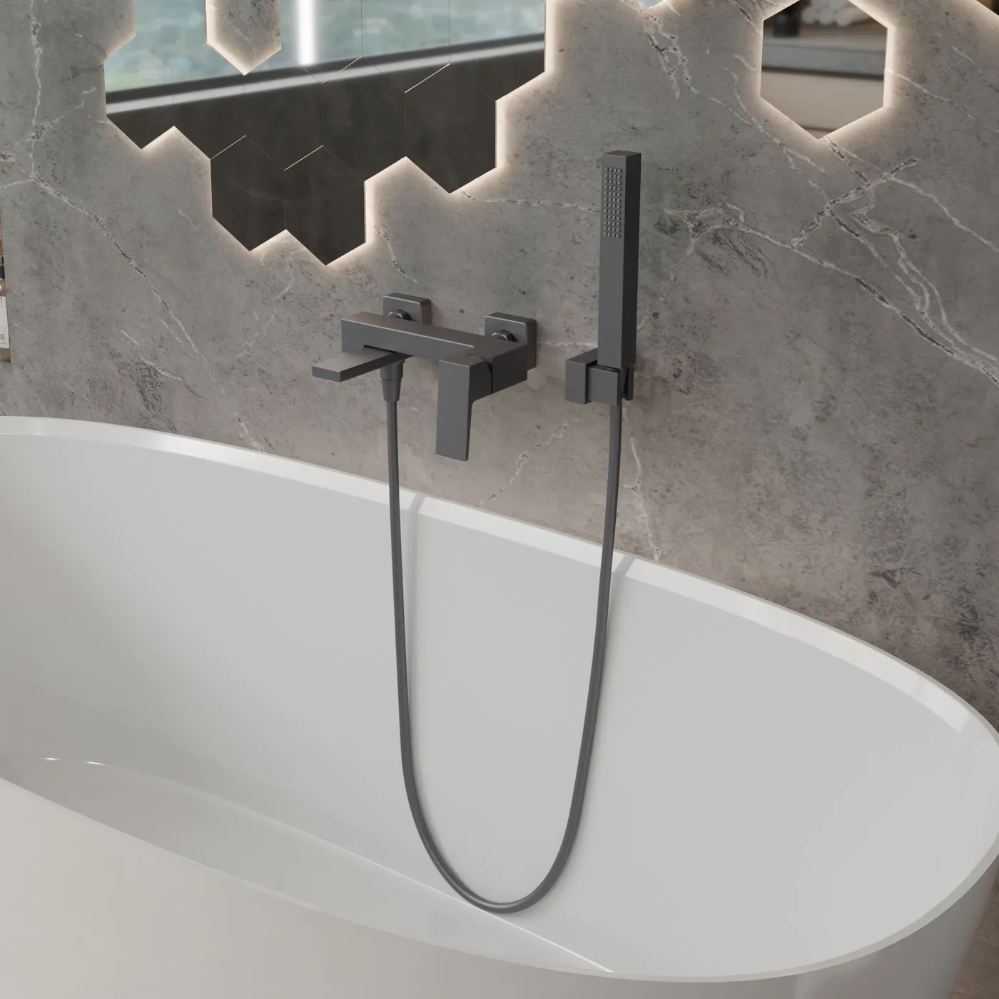 GUN METAL bateria wannowa VELLANO