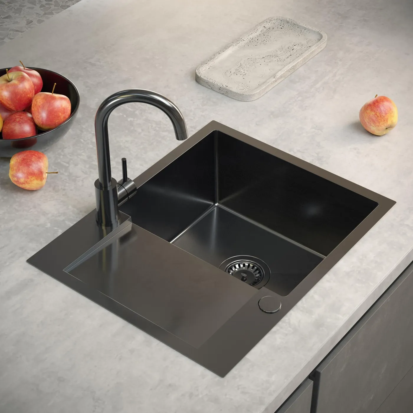 Zlewozmywak COLE 116 PVD Gun metal w aranżacji