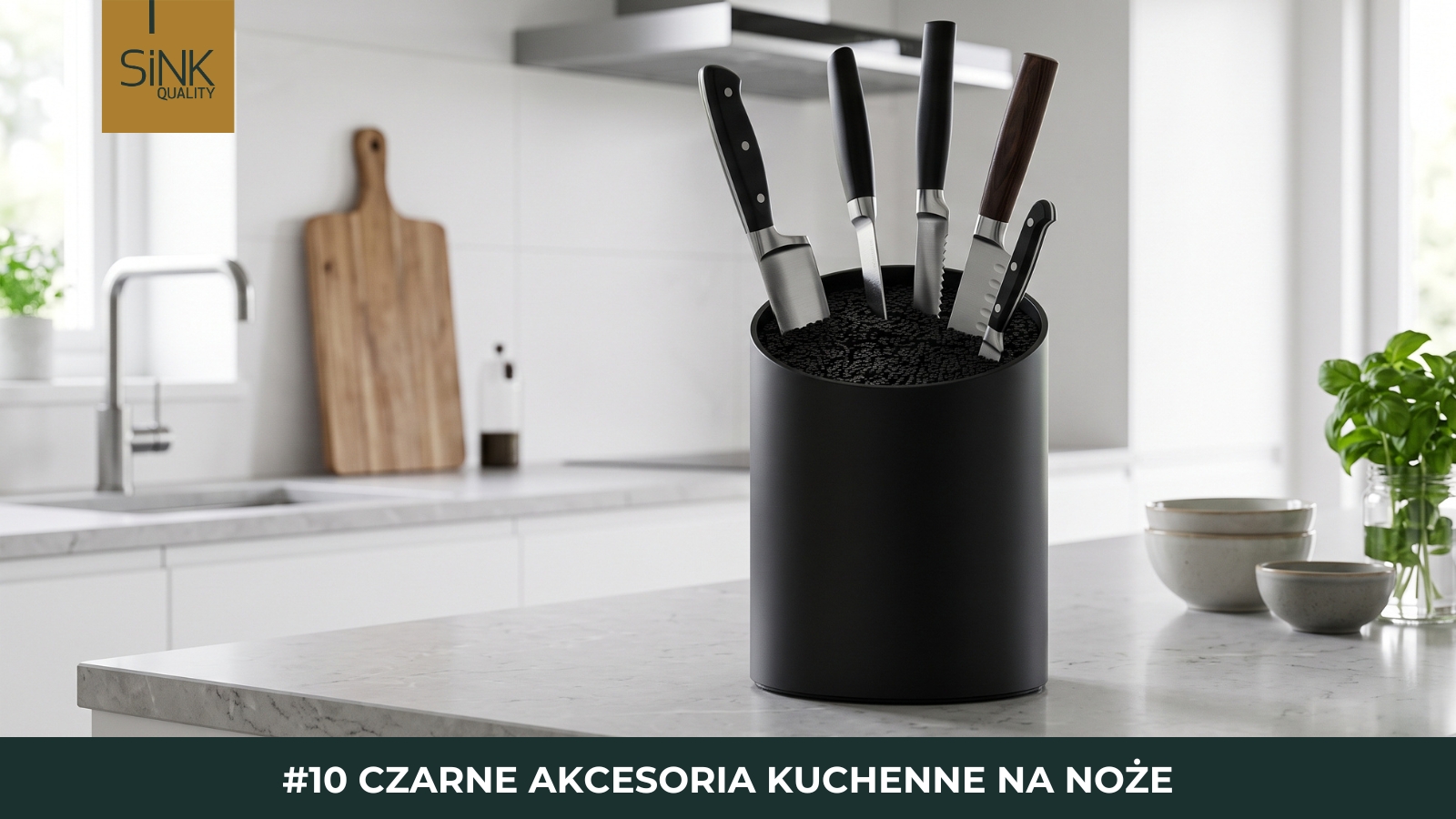 czarne akcesoria kuchenne na noże