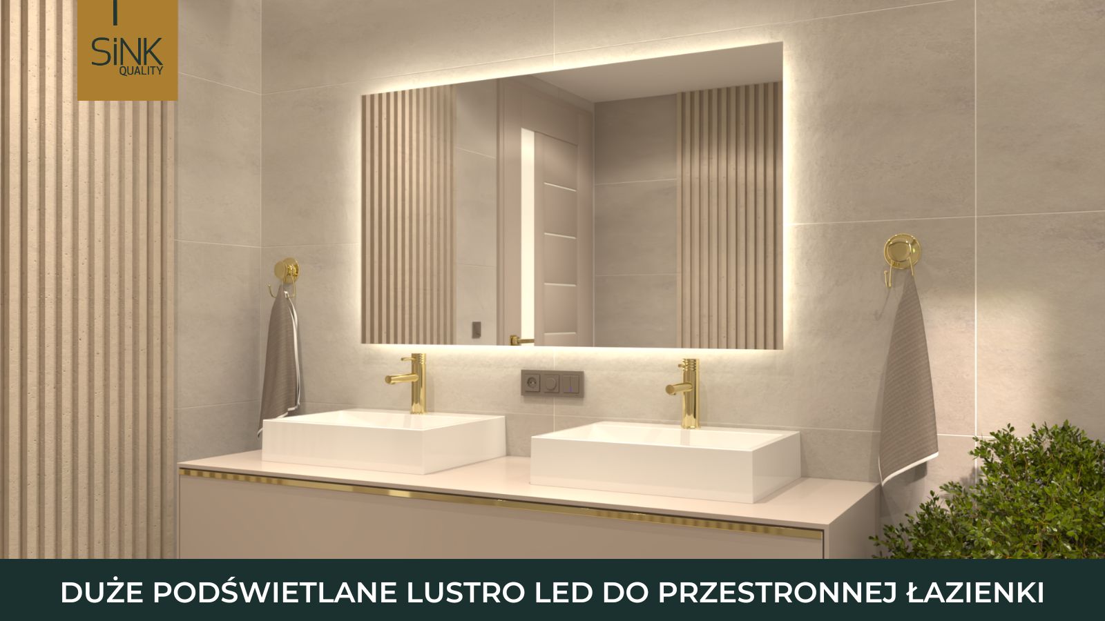 Lustro prostokątne STELLA w dużej łazience